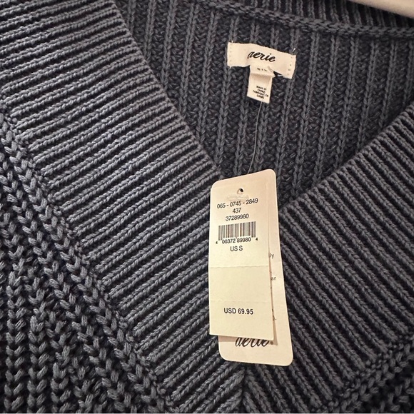 Aerie Navy Blue V Neck Sweater NWT - Picture 2 of 4